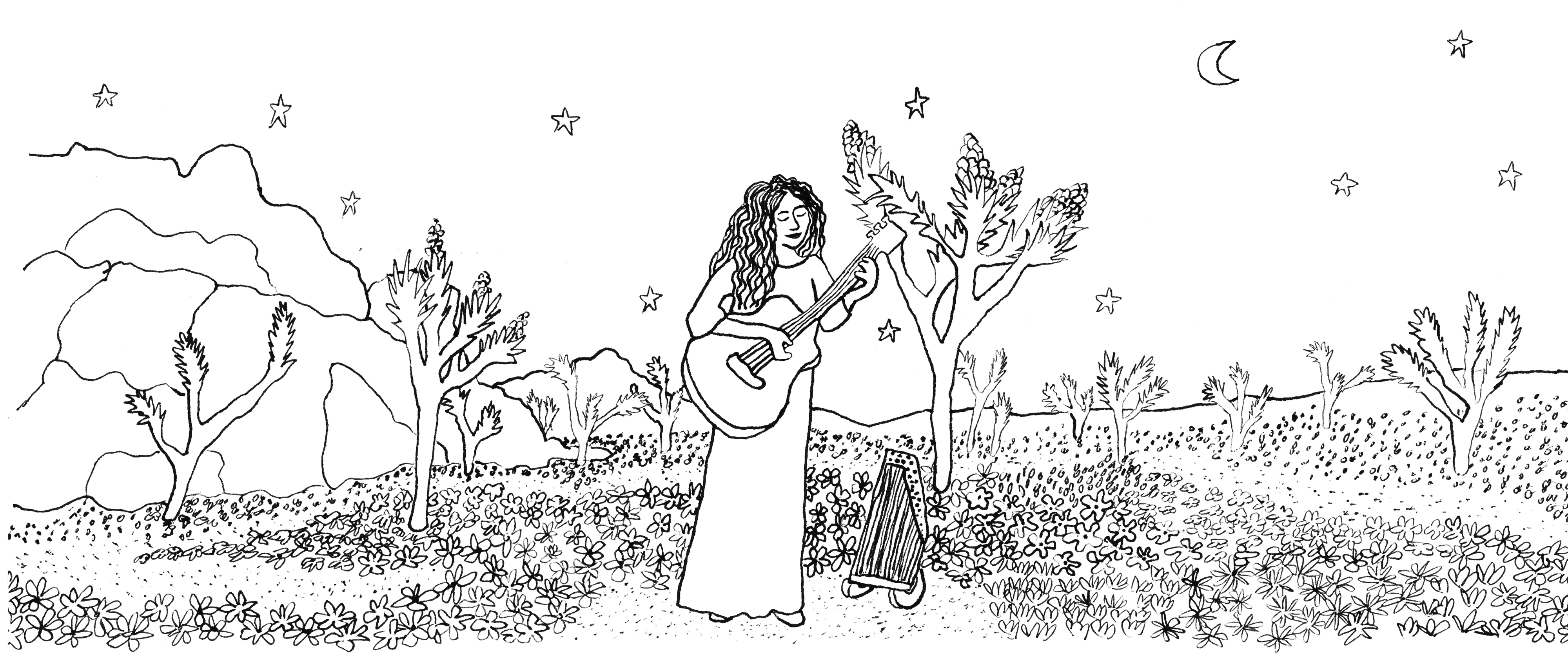 Joshua Tree concert poster drawing